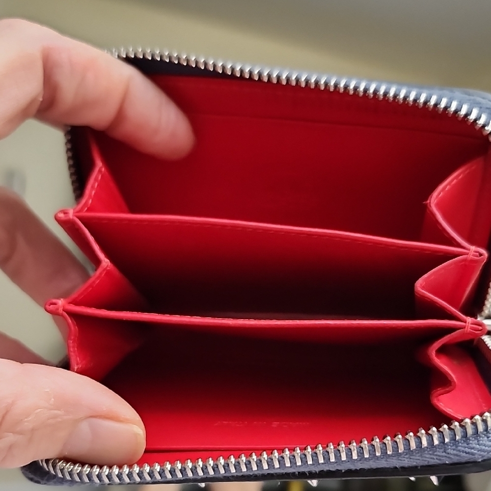 New Christian Louboutin Denim Blue Leather Wallet with Studs - Picture 4 of 5